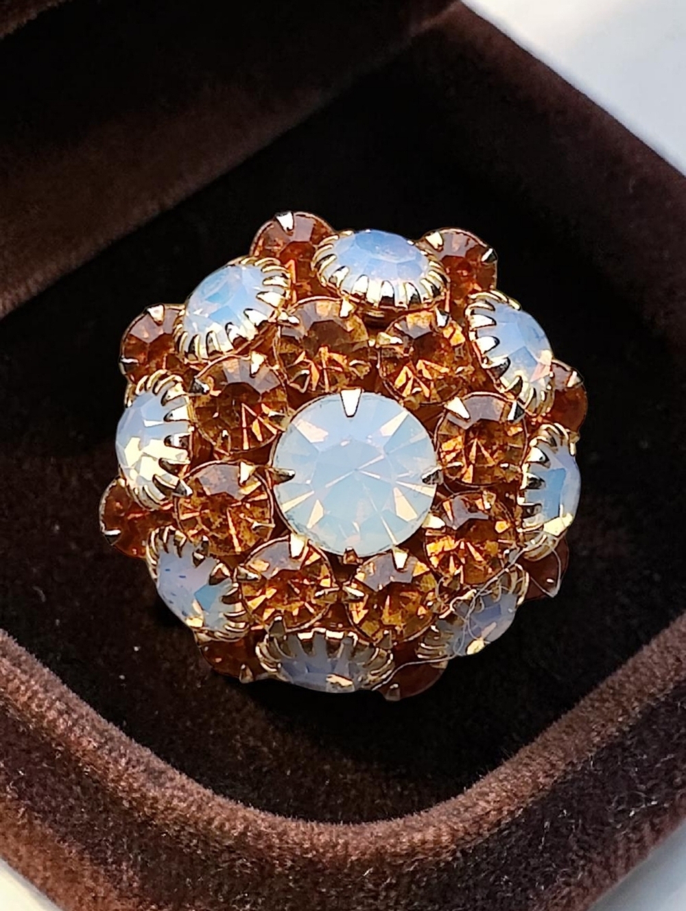 🔥 Vintage Opalite And Topaz Crystal Dome Ring